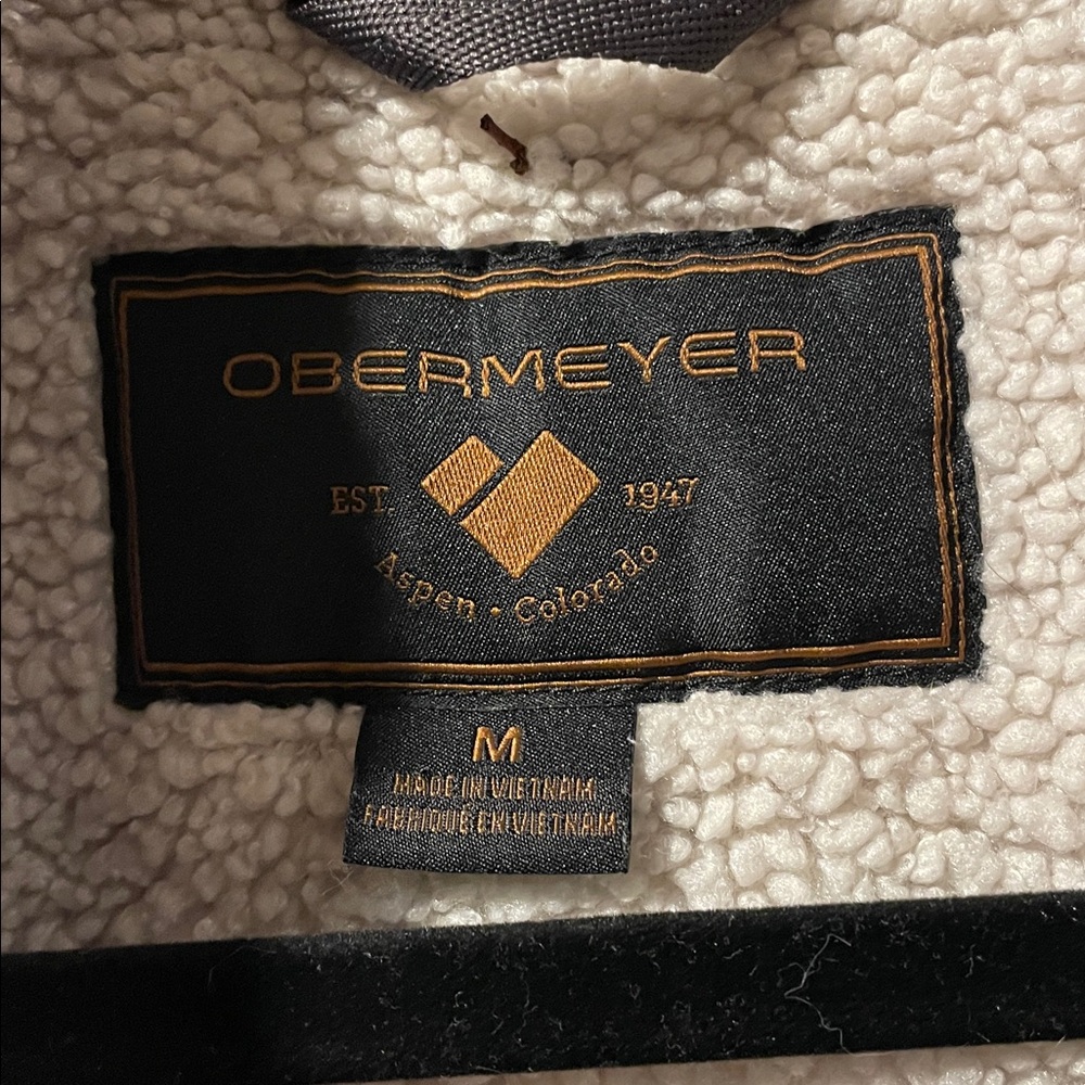 Obermeyer Men's Medium Condor Corduroy Jacket Shale Blue Grey Trucker Bomber - Picture 16 of 16